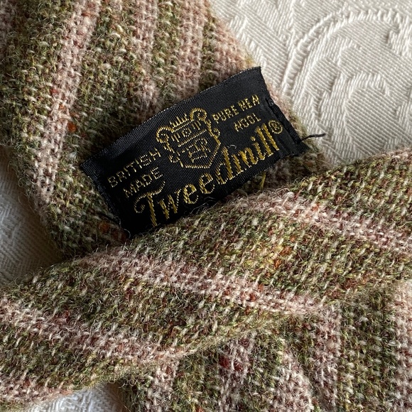 Tweedmill I 70s I Narrow British Green Gray Wool Tie - Picture 3 of 16